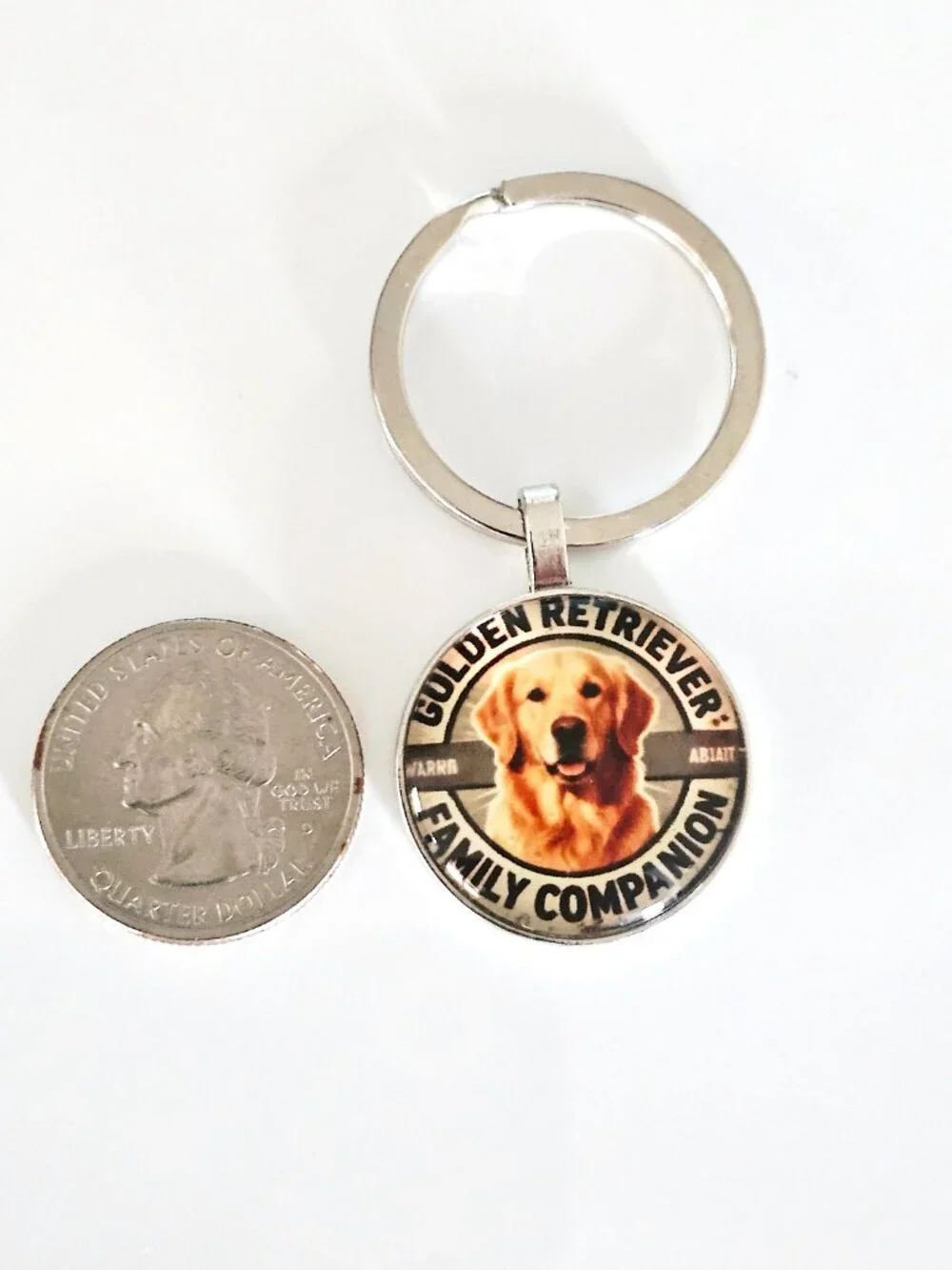 Golden Retriever Keychain Family Companion, Unisex, Glass Cabochon, Dog Lover